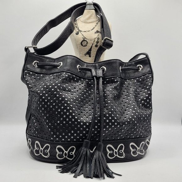 DISNEY Parks Authentic Minnie Mouse Black Handbag/Purse - Picture 1 of 12